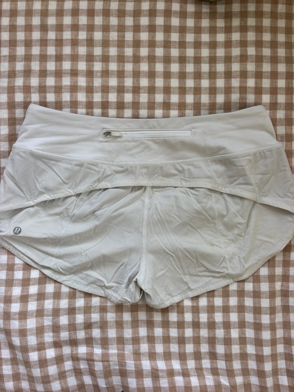 lululemon Women's White Speed Up Running Shorts with Zip Pocket